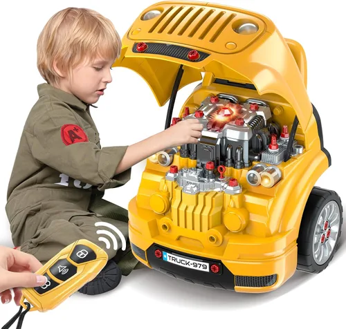 Vista 10 de SpringFlower - Juguetes y regalos para niños de 3 a 8 años, camiones grandes con motor para niños de 3 a 8 años, kit de construcción de camiones