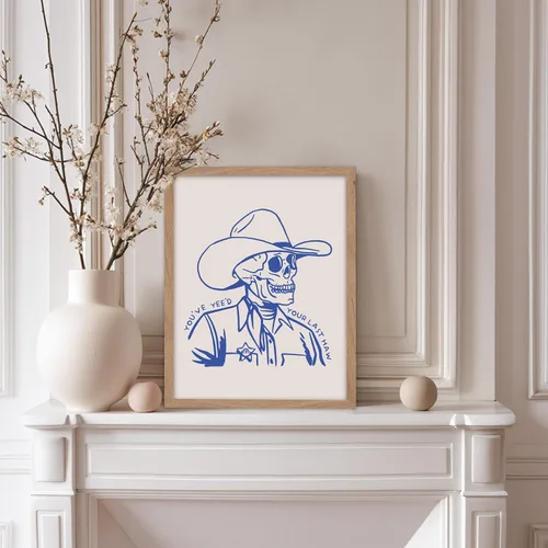 Vista 5 de Poster Master Póster de You've Yeed Your Last Haw, estampado retro de vaquero azul, arte occidental, arte moderno, arte del salvaje oeste, regalo