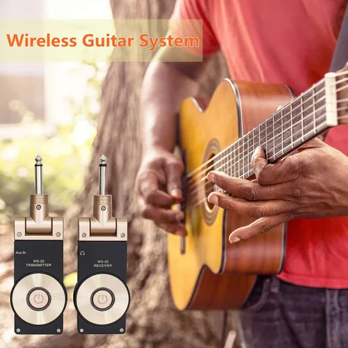 Vista 6 de 2.4G guitarra recargable transmisor inalámbrico receptor inalámbrico sistema de guitarra con 8 horas de tiempo de trabajo