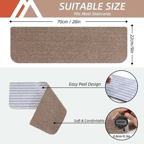 Vista 3 de Cosy Homeer - Alfombra antirresbalante para escaleras, de 30.0 x 8.0 in, para escalones de madera, alfombras para niños y perros, 100% poliéster, 15