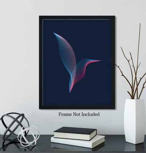 Vista 6 de Moiré Hummingbird Home Decor - Minimalist Bathroom Decor Wall Art - Teen Room Decor - Great Gift for Men, Women and Kids - 11x14 unframed print