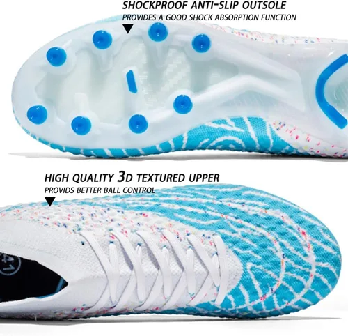 Vista 2 de MEBAMY Zapatos de fútbol para hombre, zapatos de fútbol para exteriores, AG, FG, transpirables, ligeros, para fútbol, béisbol, lacrosse, rugby