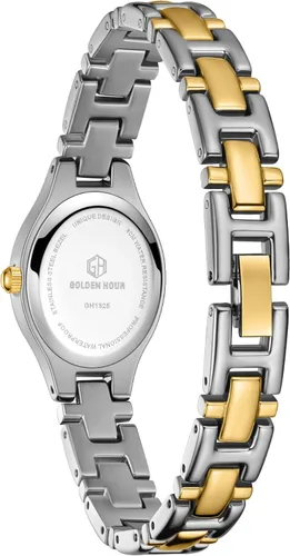 Vista 4 de GOLDEN HOUR Reloj de pulsera ovalado vintage de tono dorado para mujer