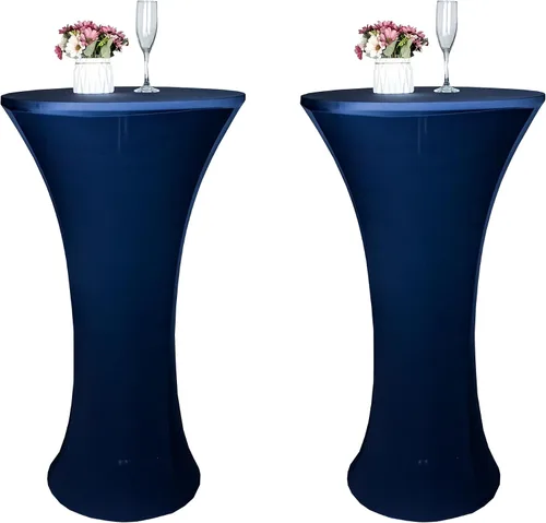 Vista 12 de Mantel de Mesa de Cóctel de Spandex Negro de 24x43 Pulgadas Ajustado Mesa de Bar Redonda Elástico Cubiertas de Mesa de Cóctel Highboy para Banquete