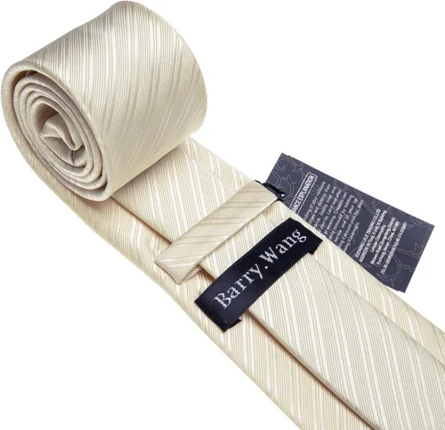 Vista 380 de Barry.Wang Juego de corbatas para hombre, corbata de seda a rayas, tejido a cuadros, gemelos formales, negocios, boda