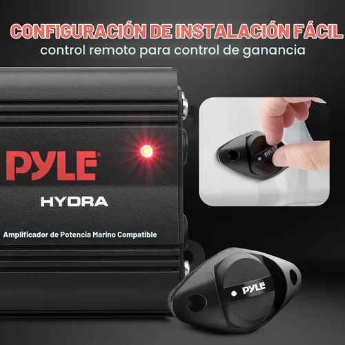 Vista 5 de Pyle Amplificador marino automático de 2 canales, 200 vatios RMS 4 OHM estéreo de rango completo con Bluetooth inalámbrico y potente altavoz Prime