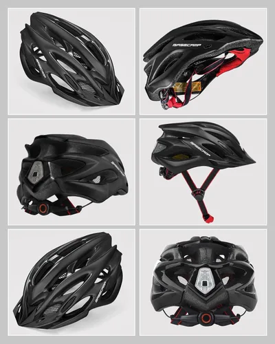 Vista 8 de Basecamp Casco de bicicleta para mujeres y hombres con luz LED de seguridad extraíble, visera solar, casco de bicicleta ligero, ajustable