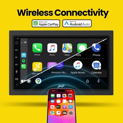 Vista 3 de Stinger - Radio inalámbrica Apple CarPlay de 6.8" para Jeep Wrangler JK