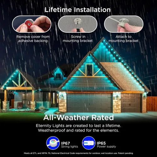 Vista 4 de Enshine Eternity - Luces permanentes para exteriores, 50 pies, 36 luces