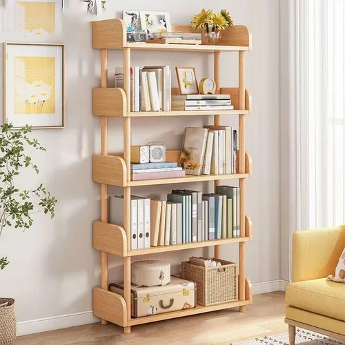 Vista 14 de Estantería de 3 niveles, estantería estándar para el hogar, moderna estantería de madera con estantes rectangulares para dormitorio, oficina Blanco
