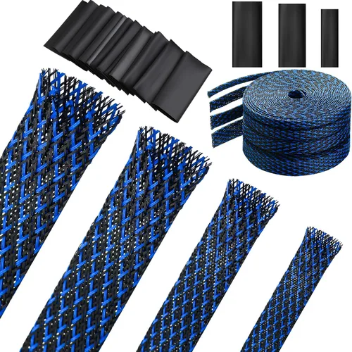 Vista 8 de Tatuo Funda de cable trenzada expandible de 65.6 pies, funda de alambre trenzado de varios tamaños con 120 tubos termorretráctiles para televisión