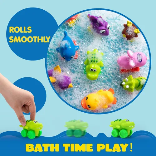 Vista 3 de JOYIN Coches de Animales, Juguete de Set de Coches de Goma Suave, Mini Vehículos para Bebés, Coche de Juguete de Baño para Niños y Niñas, Regalo