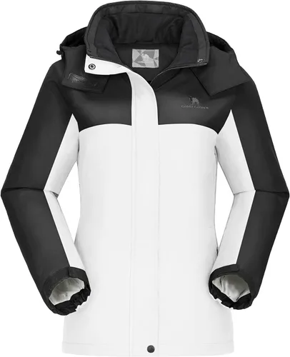Vista 11 de Camel Crown Chaqueta de esquí para mujer, abrigo de nieve para invierno, vellón cálido, impermeable, chaqueta para snowboard M-Beige