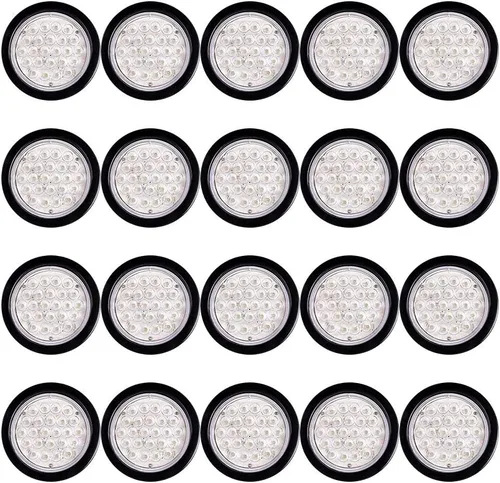 Vista 21 de Astra Depot Juego de 4 unids rojo 4 "redondo 12 LED Stop Running Luz trasera Ojal Plug para vehículo largo camión remolque