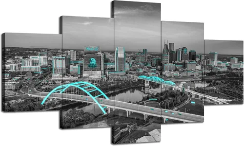 Vista 14 de Cawpom Arte de pared de Los Ángeles en blanco y negro, cuadro decorativo para pared, diseño de horizonte de Los Ángeles, póster de palmera, marco