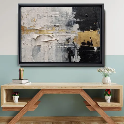 Vista 6 de Black and White 3D Texture Wall Art - Abstract Texture Painting - Modern Black and White Wall Art - Contemporary Texture Wall Decor
