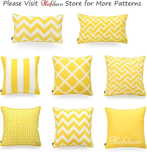Vista 7 de Hofdeco Solo funda de almohada para interiores y exteriores, resistente al agua para sofá de patio, amarillo blanco sólido, 18 x 18 pulgadas