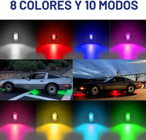 Vista 2 de Flyant Luces estroboscópicas LED inalámbricas con control remoto, 8 colores, impermeable, anticolisión, USB, luz de advertencia, luces inalámbricas
