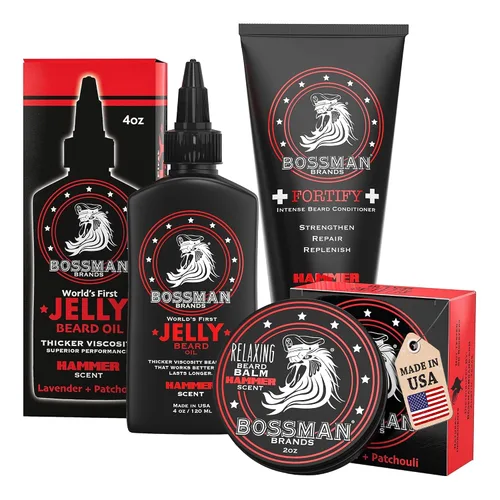 Vista 8 de Bossman Essentials - Kit de barba para hombre, juego de regalo de 3 piezas