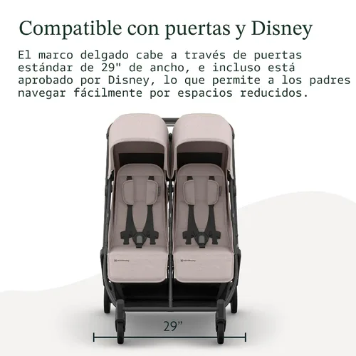 Vista 5 de UPPAbaby Minu Duo - Cochecito doble lado a lado, ligero y diseño compacto para viajes, fácil de plegar, desde el nacimiento hasta el niño pequeño