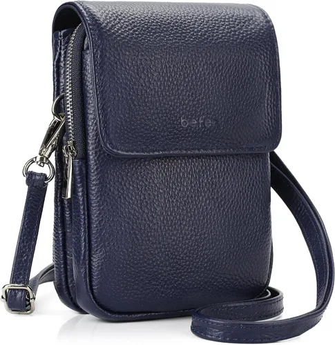 Vista 14 de befen Bolsos cruzados pequeños de cuero genuino para mujer, bolsa cruzada para teléfono celular con ranuras para tarjetas de bloqueo RFID