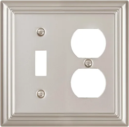 Vista 17 de Switch Plates Outlet Covers, 1-Pack Metal Wall Plate, Black Finish Midsize 1 Toggle 1 Decorator Combo Wall Plate, Ideal for GFCI Outlets, Light