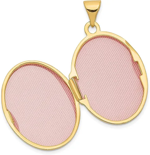 Vista 4 de Collar ovalado de oro amarillo de 14 quilates, 0.827in, con dije de ángel de la guarda y cadena con medallón que sostiene fotos, joyería fina