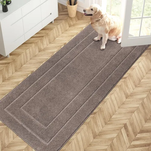 Vista 37 de PURRUGS Tapete para puerta que atrapa la suciedad, 20 x 31.5 pulgadas, antideslizante, lavable a máquina, tapete de entrada para perro, tapete