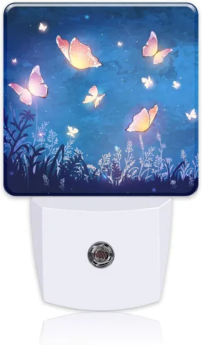 Vista 20 de Lámpara de luz nocturna con pintura de flores de hiedra abstracta al agua, enchufe de luz nocturna con sensor de atardecer a amanecer, linda luz