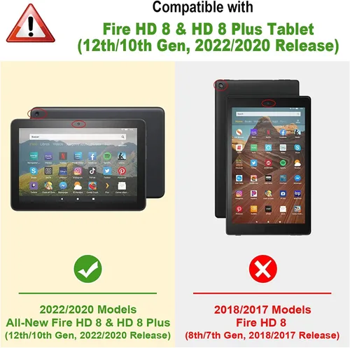 Vista 2 de Funda para tableta Amazon Fire HD 8 y Fire HD 8 Plus (10ª generación 2020 y 12ª generación 2022), funda plegable delgada con función de encendido