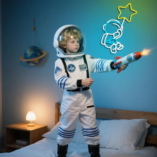 Vista 6 de Letrero de neón de estrella de astronauta, luz LED de neón para decoración de pared, regulable, astronauta sosteniendo estrellas, luces
