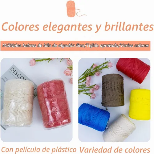 Vista 4 de Cordón de macramé de poliéster de 1/8 pulgadas x 169 metros, cordón de macramé trenzado de polipropileno, hilo de poliéster para tejer bolsos