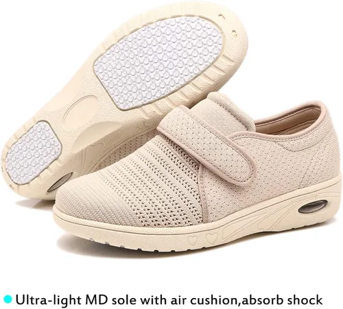 Vista 5 de Mei MACLEOD Zapatos de ancho ancho ancho para mujer, con correa ajustable, para personas mayores, diabéticos, fascitis plantar, pies hinchados