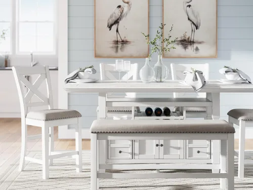 Vista 20 de Signature Design By Ashley Robbinsdale - Mesa de comedor de 72 pulgadas de altura de mostrador con almacenamiento de isla de cocina, sólidos