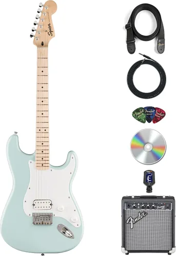 Vista 15 de Fender Squier Sonic Stratocaster HT H - Paquete Negro con Afinador, Correa, Púas y DVD de Guitarra Austin Bazaar Negro HT H