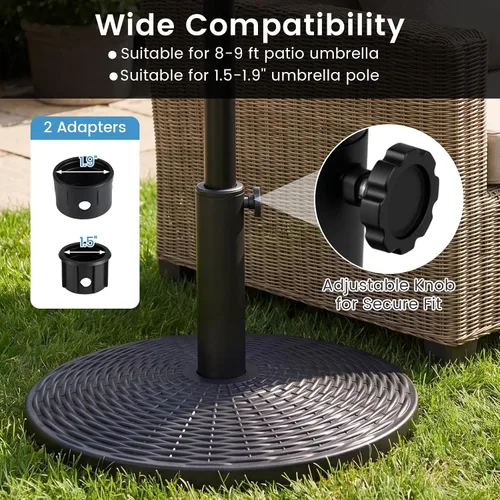 Vista 4 de Giantex Soporte de base de sombrilla de patio de 21 libras, soporte resistente para sombrilla para exteriores con base rellena de cemento, se adapta