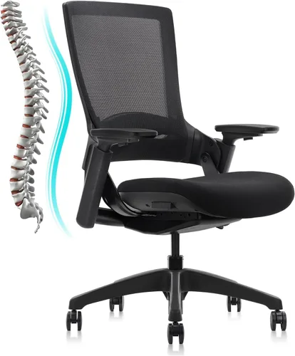 Vista 14 de CLATINA - Silla ejecutiva ergonómica giratoria, con reposabrazos 3D de altura ajustable y respaldo lumbar, tapizada, ideal para hacer trabajos