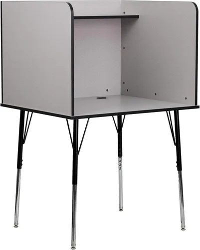 Vista 9 de Flash Furniture Carrel de estudio ajustable, gris Nebulosa Gris