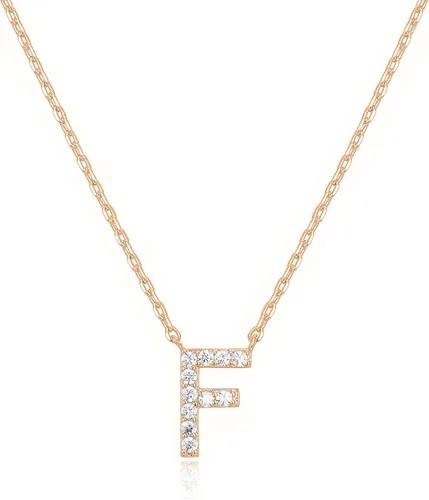 Vista 110 de PAVOI 14K White Gold Plated Cubic Zirconia Initial Necklace Letter Dainty Necklaces for Women