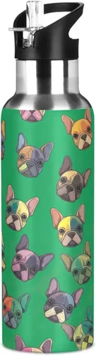 Vista 8 de Cute Dogs Vibrant Green Insulated Water Bottle 20 Oz, BPA-Free Sports Water Bottle Leakproof Water Bottles