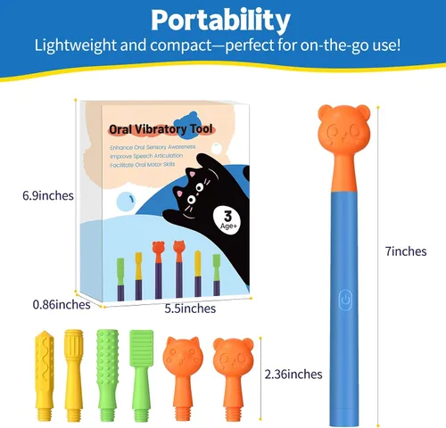 Vista 7 de Kit de estimulación sensorial oral con 6 cabezales texturizados suaves para terapia del habla y apoyo de alimentación, fuerza muscular y mejora