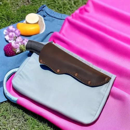 Vista 7 de Funda de cuero marrón, funda de cuchillo para cuchillo Mora, funda gruesa