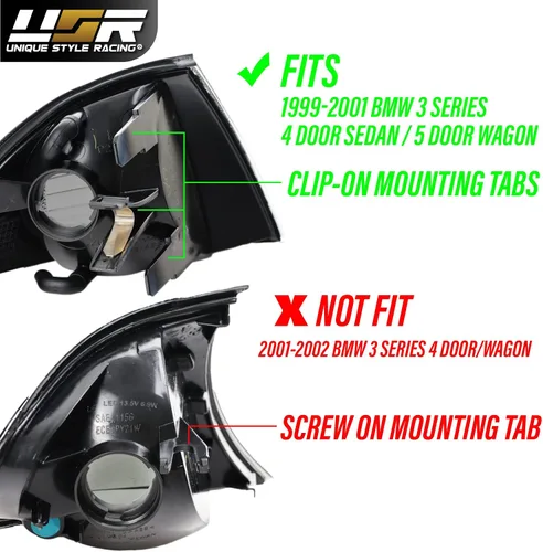 Vista 2 de DEPO 99-01 E46 4D - Juego de lámparas de señal de giro de esquina de color humo europeo (izquierda + derecha) compatible con BMW E46 1999-2001 Serie