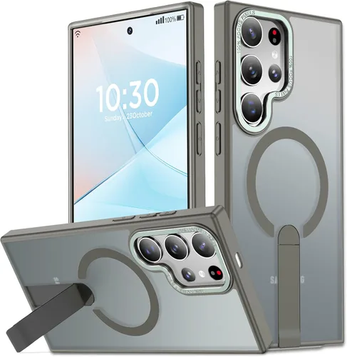 Vista 21 de Funda para Samsung Galaxy S24+ Plus [soporte integrado], compatible con carga inalámbrica MagSafe, [prueba de caídas de grado militar] Funda Azul