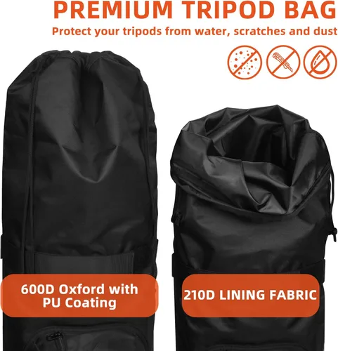 Vista 5 de Bolsa de transporte para trípode de hasta 45 pulgadas, bolsa de almacenamiento de trípode de nailon resistente con correa para el hombro, bolsa