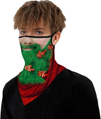 Vista 7 de GLUDEAR Máscara facial fea de Papá Noel, reutilizable, lavable, para el cuello, polaina para las orejas