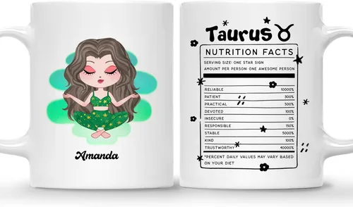 Vista 10 de Gossby Taza de café personalizada con signo de acuario, taza personalizada de horóscopo de 11 onzas para mujeres con diseño, nombre, información
