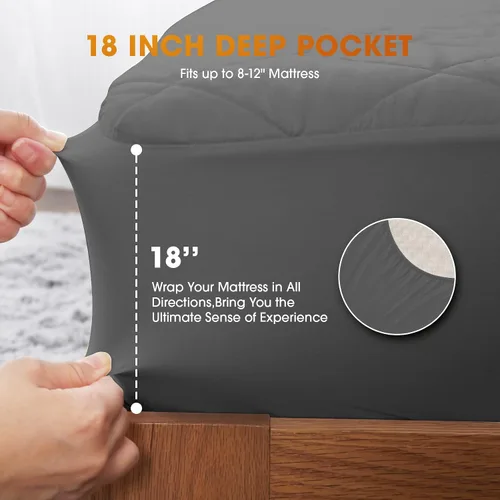 Vista 5 de Protector de colchón térmico tamaño individual, protector de colchón eléctrico con funciones de precalentamiento, calentador de cama con controlador