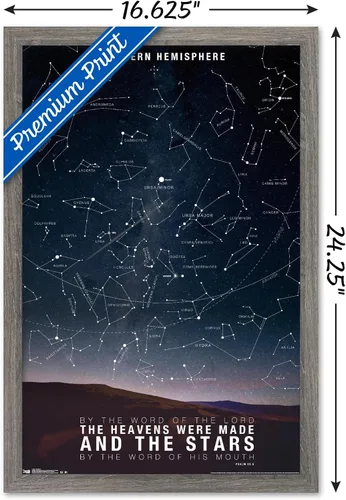 Vista 3 de Póster de pared de The Stars, 22.4 pulgadas de largo x 14.7 pulgadas de ancho, versión enmarcada de madera de granero