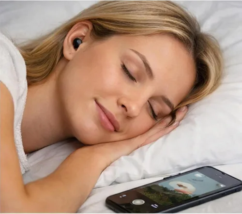 Vista 9 de Mini auriculares invisibles para dormir, Bluetooth inalámbrico para dormir cómodamente de lado, auriculares ultra pequeños para pequeños canales